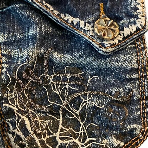 Virtual Sensuality Womens Blue Denim Shorts Sz 28W - Picture 9 of 9